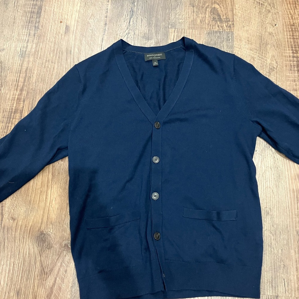 Banana Republic Navy Blue 100% Merino Wool Cardigan